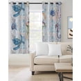 thumbnail image 2 of Blue Nautical Coastal Blackout Curtains 45 Inches Long for Bedroom, Nautical Beach Sea Turtle Coral Thermal Insulated Room Darkening Black Out Window Curtain Panels Grommet Drapes for Living Room, 2 of 8
