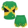 thumbnail image 5 of Yuyamidu Jamaica Flag Women's Summer Sleep Pajamas Cooling Short Sleeve O-Neck Top & Lightweight Lounge Shorts Casual Homewear, Green, 5 of 7