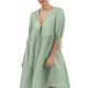 thumbnail image 1 of Vestido de mujer con cuello en V y corte en A: lazo delantero, mangas semicortas, ligero, para uso en interiores y exteriores en verano, 1 of 4