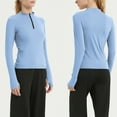thumbnail image 2 of LIaqionyy Women Quarter Zip Shirts Workout Tops Long Sleeve Quick Dry Pullover Slim Yoga Gym Running Clothes, 2 of 7