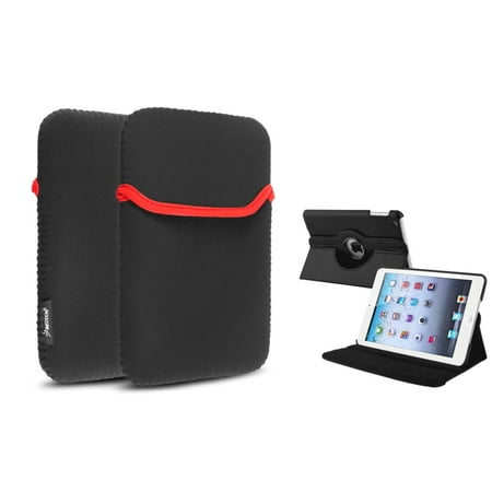 iPad Mini 3/2/1 Case, iPad Mini Case by Insten Black 360 Leather Case Cover+Sleeve Pouch for iPad Mini 3 2 1