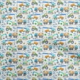 thumbnail image 1 of oneOone Velvet Medium Blue Fabric Kids Vehicle Dress Material Fabric Print Fabric By The Yard 58 Inch Wide, 1 of 4