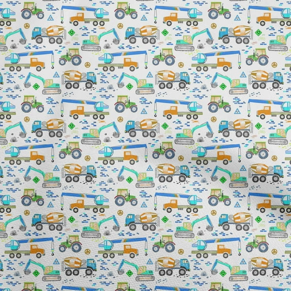 oneOone Velvet Medium Blue Fabric Kids Vehicle Dress Material Fabric Print Fabric By The Yard 58 Inch Wide
