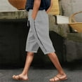 thumbnail image 2 of Women's Summer Solid Color Side Lace Hollow Lace Drawstring Pocket Casual Cropped Pants, 2 of 5