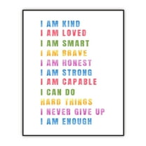Affirmations Print for Kids, I Am Kind, Growth Mindset, Inspirational Quote Poster, Nursery Room Decor, Encouragement Gifts, Kids Bedroom Wall Art, Classroom Decor, UNFRAMED (8X10 INCH)
