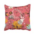 thumbnail image 1 of BOSDECO Green Modern Retro Floral Red Abstract Animal Beautiful Beauty Branch Clip Creative Pillowcase 20x20 inch, 1 of 1