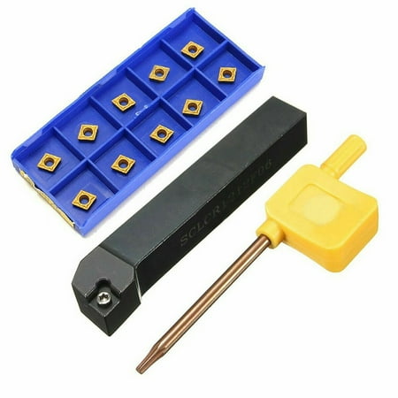 

Fule SCLCR1212H06 Lathe Turning Tool Holder + 10pcs CCMT060204-HM VP15TF Insert Tool