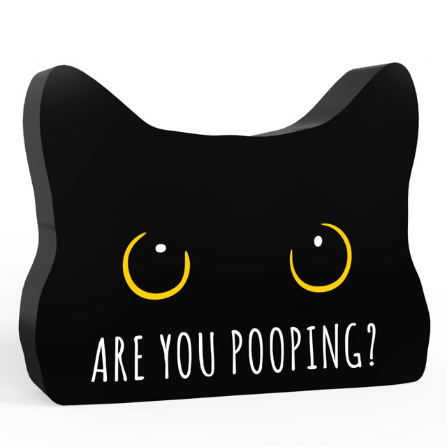 Cartel acrílico de Halloween con forma de gato negro, 13 x 10 cm, decoración de baño