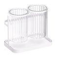 thumbnail image 1 of Organizador de soporte para utensilios para encimera, caja de drenaje de palillos, 2 compartimentos divididos, soporte de almacenamiento para palillos, color blanco, 1 of 5