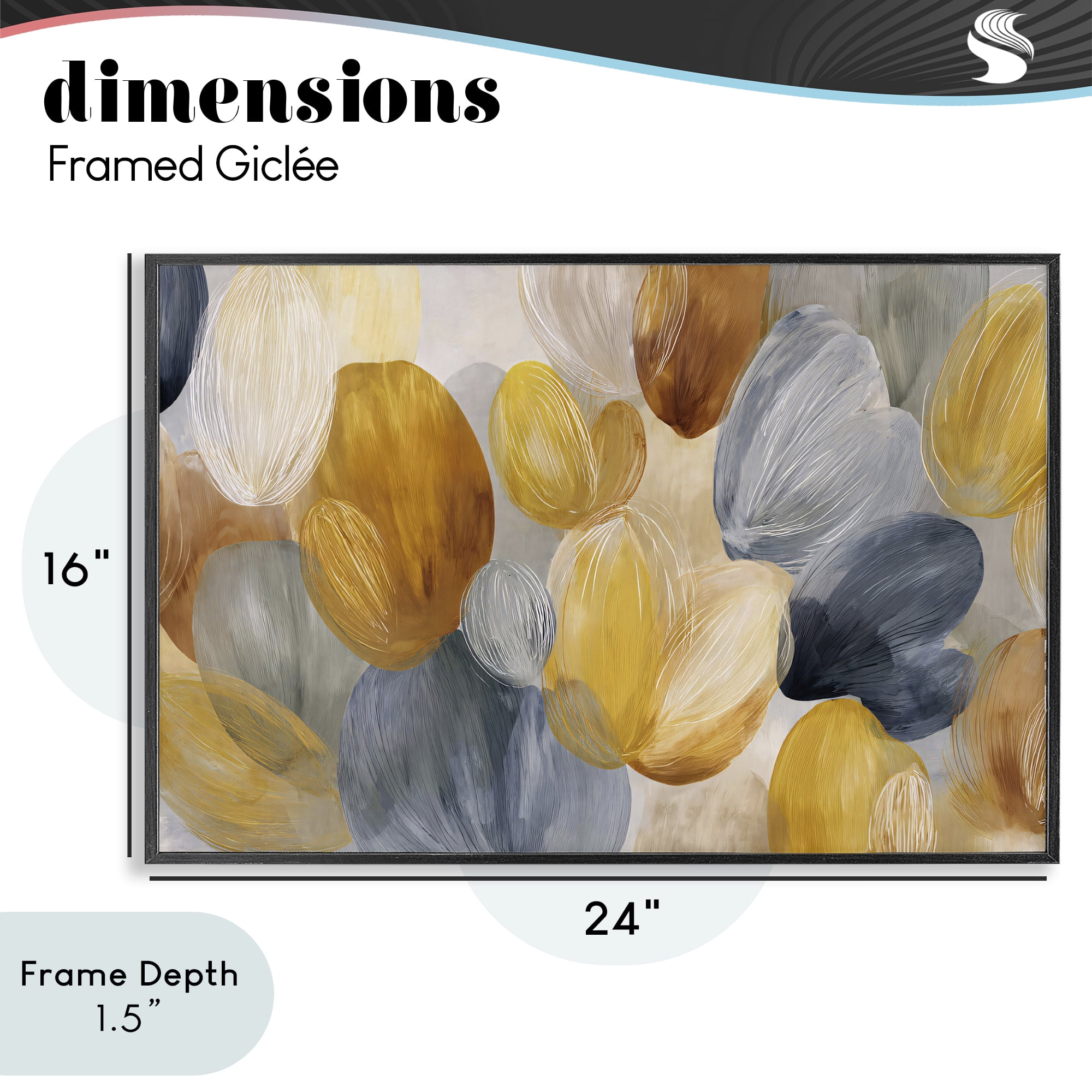 Stupell Industries Warm Oblong Layered Shapes Black Framed Giclee Art, design by Jacky Ngan