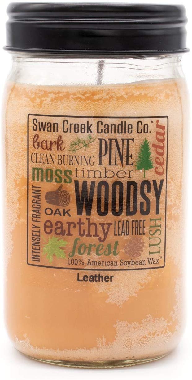 Swan Creek Candle Leather 24 oz Jar