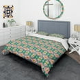 thumbnail image 3 of Designart 'retro pattern with flowers and leaves' Mid-Century Modern Duvet Cover Set, 3 of 4
