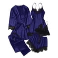 thumbnail image 2 of Akafmk Women's Satin Pajama Set Robe Camisole Nightgown with Shorts Pants Loungewear Set, 5-Piece, Sizes XXXL, 2 of 5