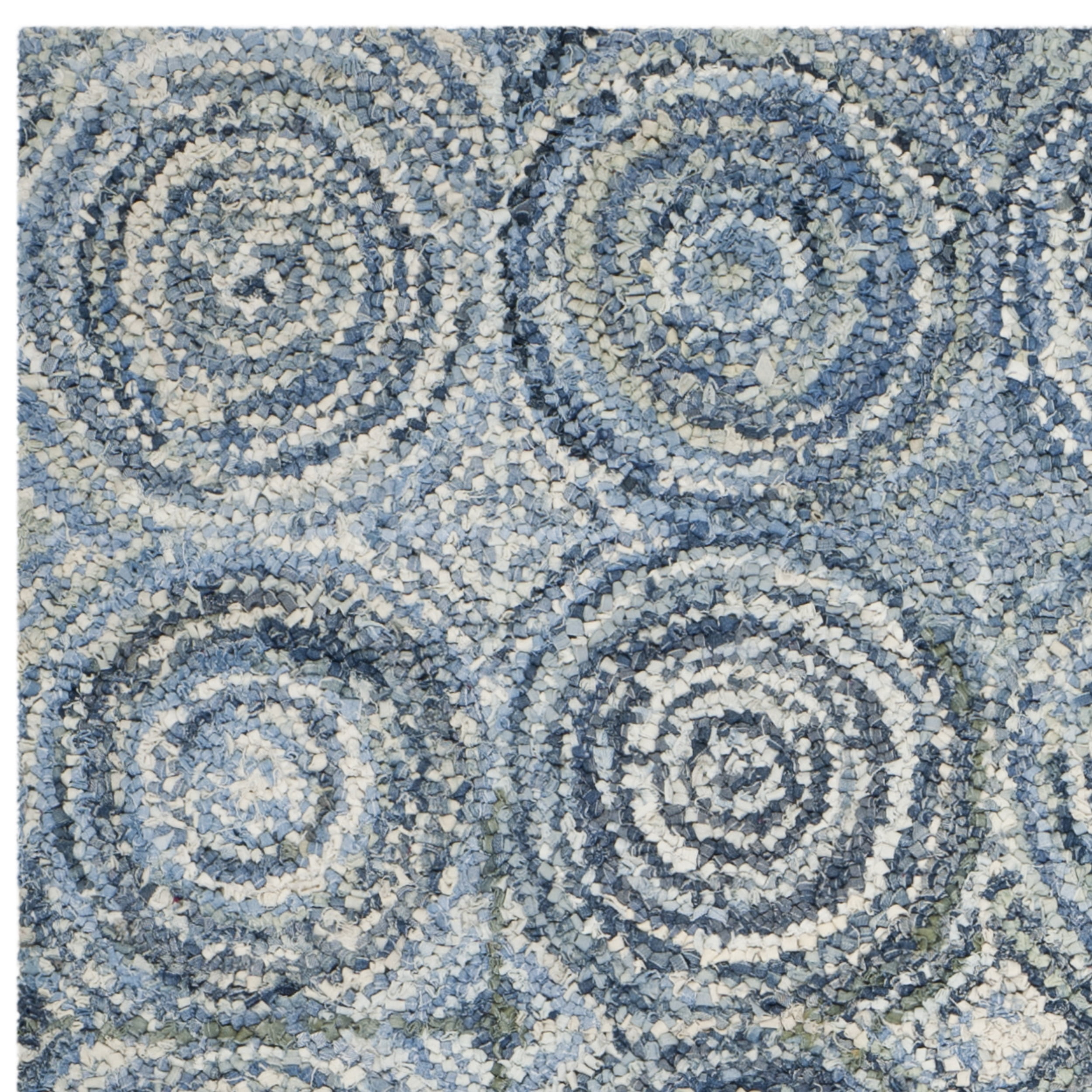 SAFAVIEH Nantucket Sandford Geometric Circles Cotton Area Rug, Blue, 4' x 6'