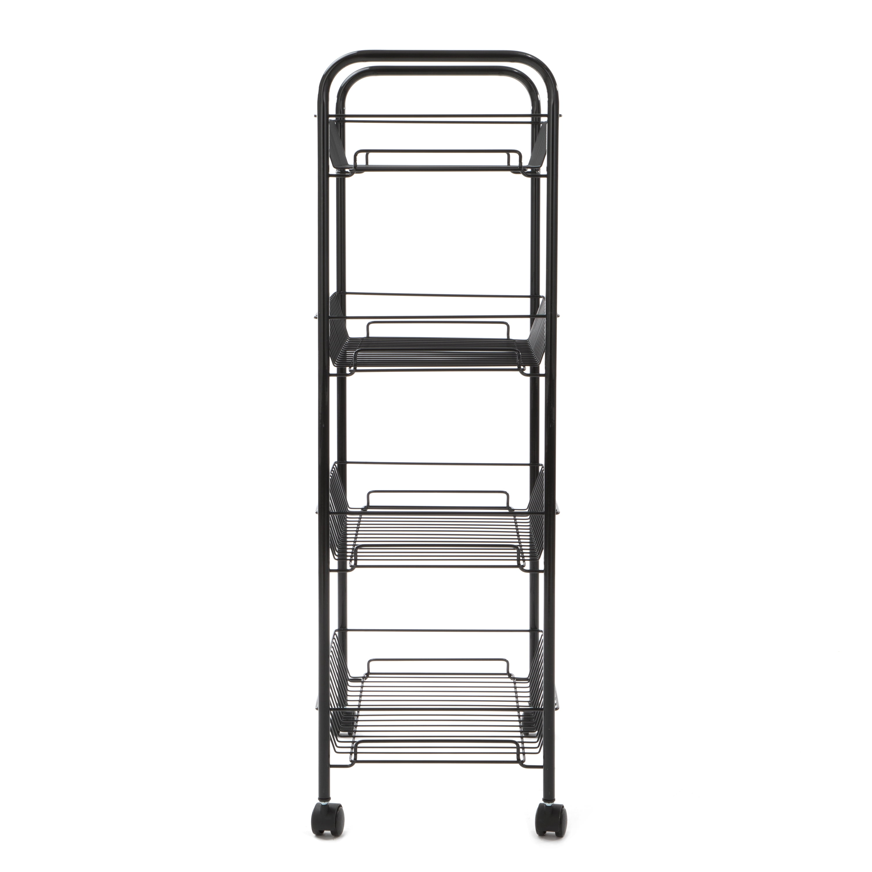 Mainstays 4 Tier Steel Wire Rolling Cart - Black