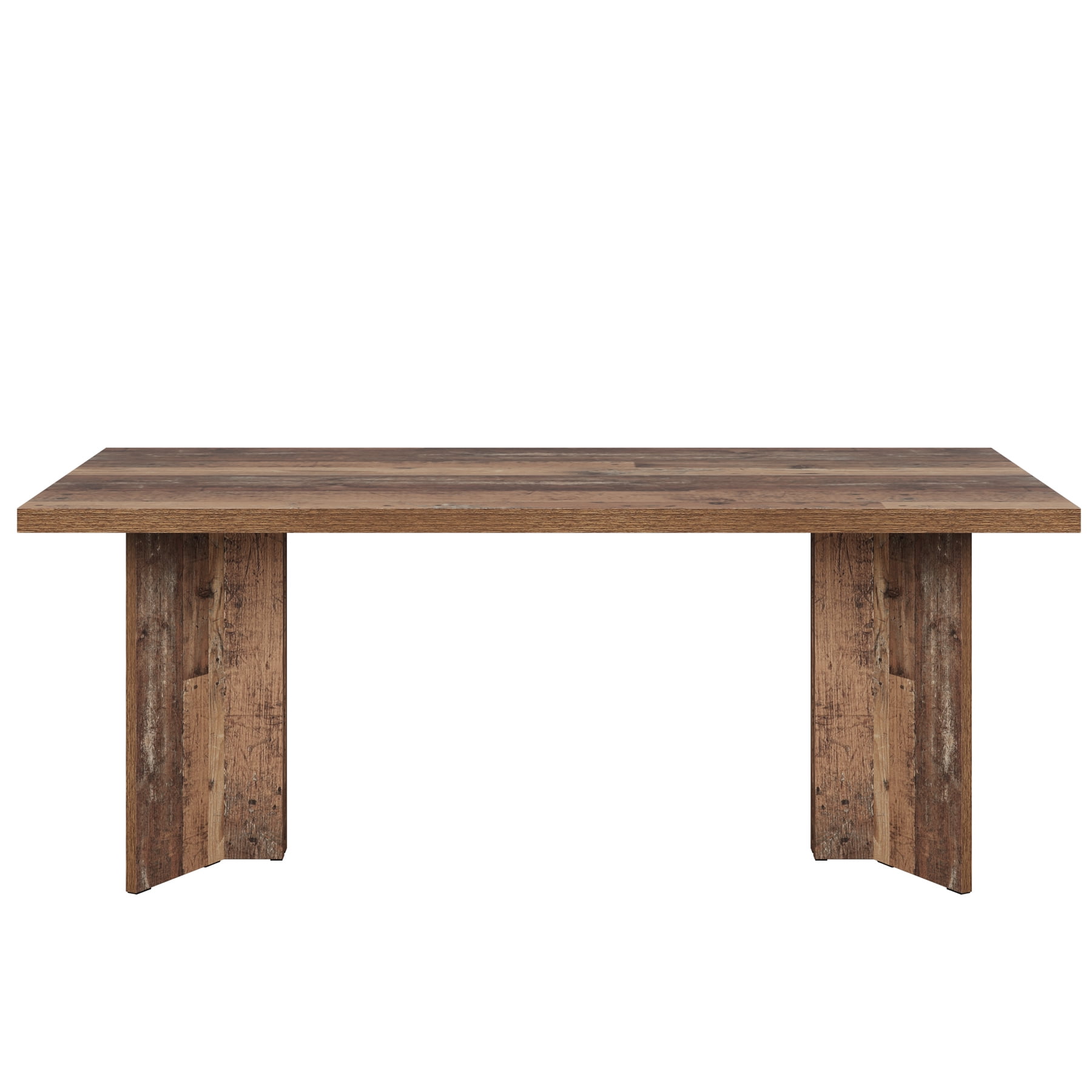 Fnova 63" Rectangular Modern Dining Table, Wooden Modern Kitchen Table for 6 People for Dining Room, Brown (Chairs Not Included)