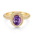 thumbnail image 2 of Gem Stone King 18K Yellow Gold Plated Silver Ring Amethyst Moissanite (1.79 Cttw), 2 of 5