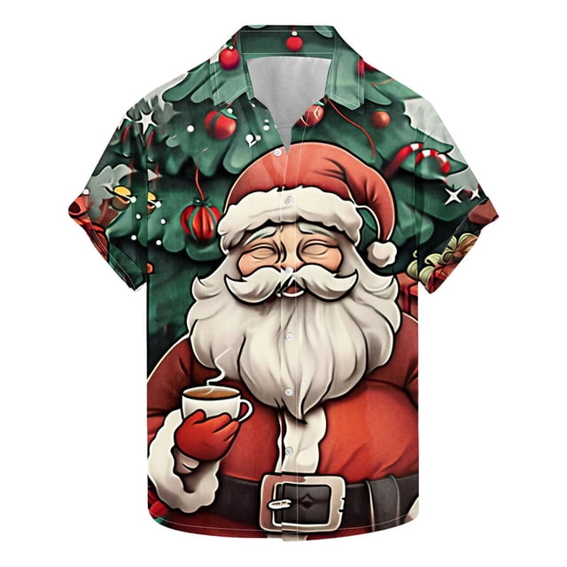 Camisas de Manga Larga para Hombres, Botón de Impresión Blusa de Cuello, Camisa de Poliéster de Moda Casual