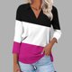 thumbnail image 2 of Camiseta de Solapa de Cuello en V de la Manga Superior de 3/4 de las Mujeres, Uso Diario Cómodo Casual, 2 of 9