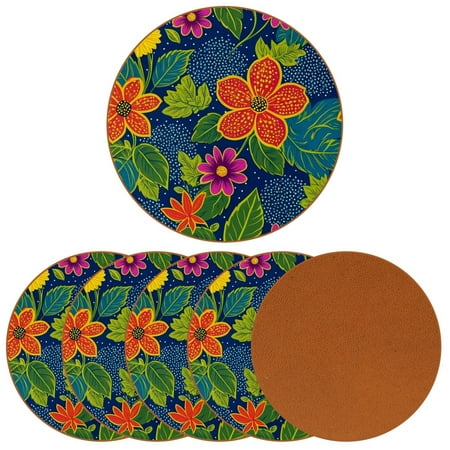 

YZUOUZY Home Decor Coffee Table Decor 6 Pack Round Unique Coasters Trumpet Peony Flowers Plants