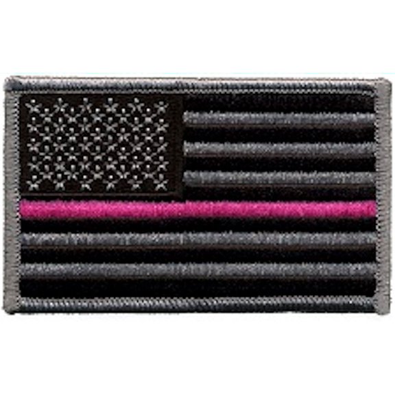 Hero's Pride U.S. Flag Patch with Pink Stripe, Grey/Black, 3-3/8" x 2"