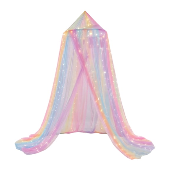 Rainbow Bed Canopy Mosquito Net, Princess Bed Canopy for Girls Room Decor or Unicorn Theme Party,472.4X23.6in