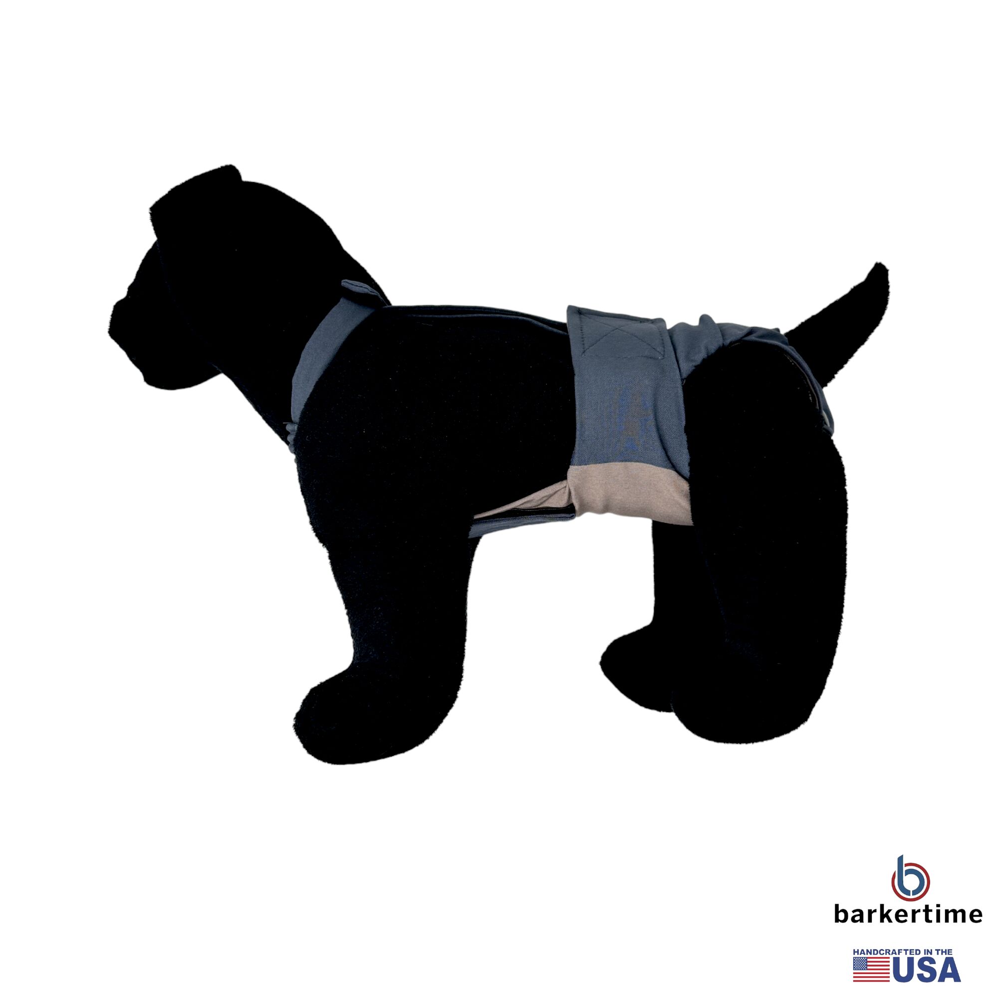 Barkertime Charcoal Gray Dog Diaper Snappy Overall