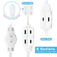 thumbnail image 5 of 12 Feet Twin Extension Cord Power Strip, 6 Feet on Each Side, Flat Head Outlet Plug,6 Polarized Outlets with Safety Cover, Double Extension Cord Splitter for Indoor Use, ETL Listed, 5 of 6