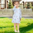 thumbnail image 5 of Girls' long-sleeved dress Flowers and Ribbons Girls' A-line dress with ribbed cuffs Soft and comfortable, 5 of 6