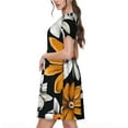 thumbnail image 2 of Fotbe Yellow White Daisy Pattern Vestido Largo de Moda para Mujer, Vestido Tipo Camiseta con Manga Corta y Estilo Casual a Rayas y Bloques de Color, 2 of 6