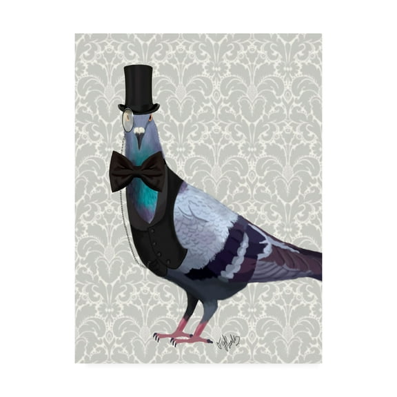 Trademark Fine Art 'Pigeon In Waistcoat And Top Hat' Canvas Art by Fab Funky