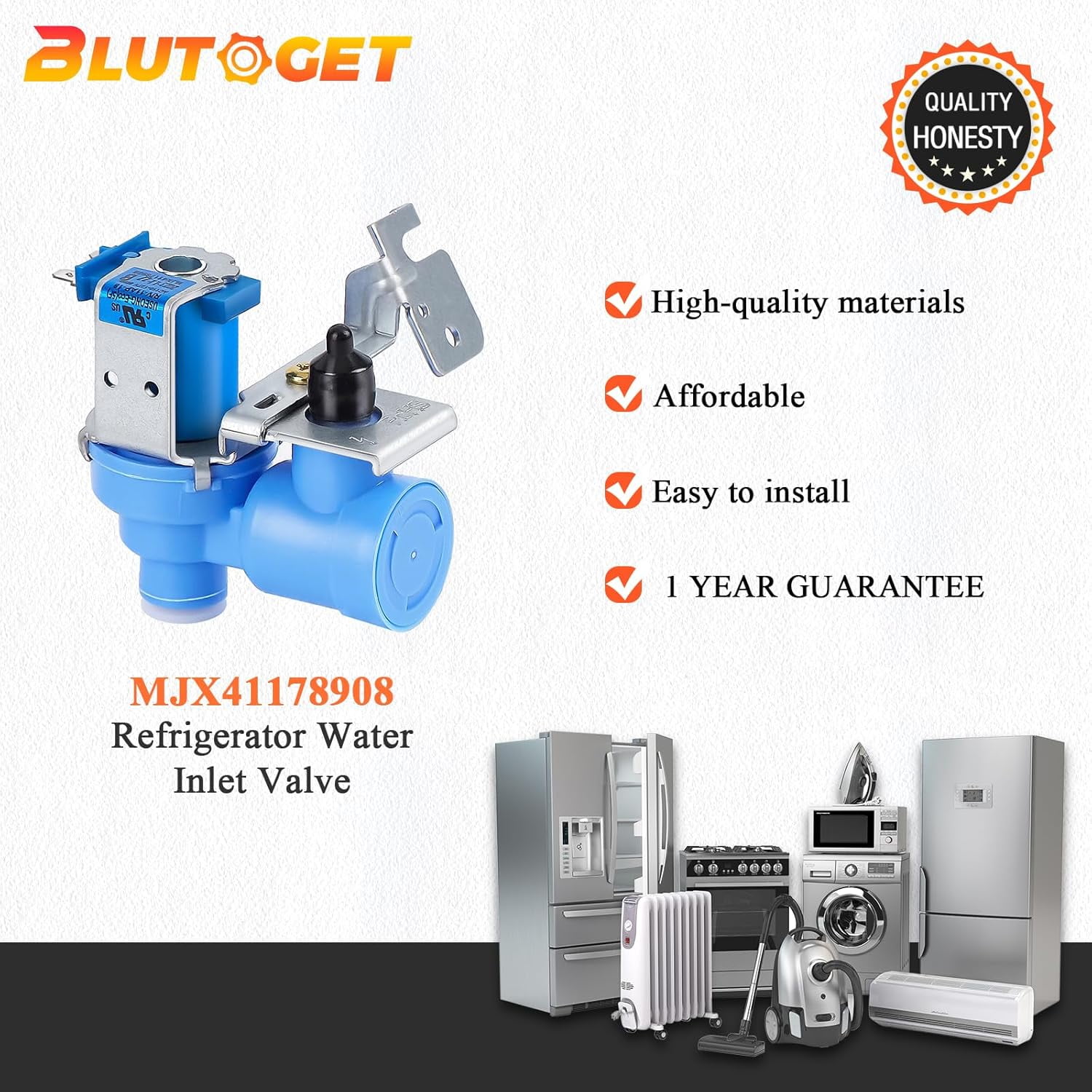 ABCISI MJX41178908 Refrigerator Water Inlet Valve by ABCISI-Fit for LG Kenmore Refrigerators - Replaces 5221JA2011J 1398828 AP4451762 PS3536019 EAP3536019 PD00005215 ice maker water inlet valve