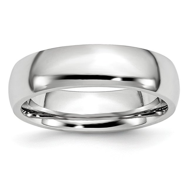 Bague Demi-Ronde en Chrome Cobalt Gravable Poli 6mm Taille 9 Bijoux Cadeaux pour Femmes