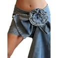 thumbnail image 5 of Biekopu Women Denim Half Dress, Pleated Flower Solid Color Summer Spring Street Party Short Skirt, 5 of 7