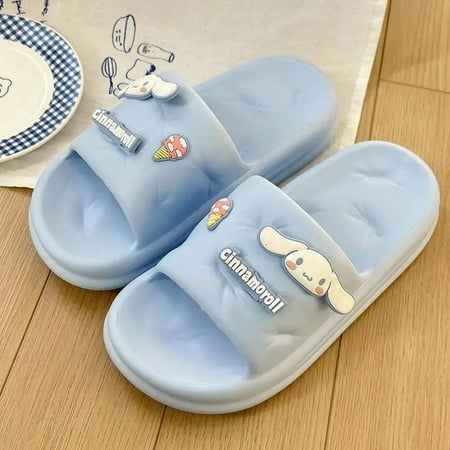 

WDAIDJ Sanrio Hello Kitty Cinnamoroll Kawaii New Slippers Women Summer Non Slip Bathroom Shower Slippers Kuromi Beach Shoes Y2k Girls