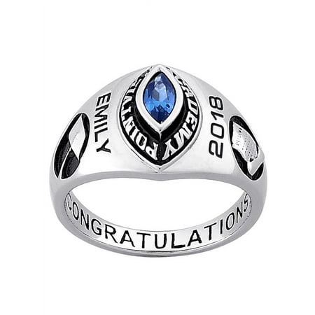 Order Now for 2025 Graduation, Freestyle Women's Sterling Silver Classic Marquise Stone FREEDOM CLASS RING, Personalized, High School or College