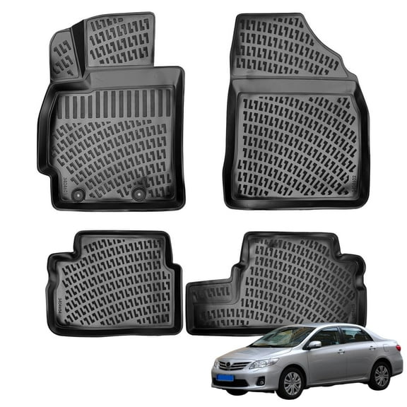 BMY MOTORS Car Floor Mats Liner Compatible for Toyota Corolla 2006-2012 | Front & 2nd Row Seat | Waterproof | All Weather | Durable, Black