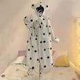thumbnail image 6 of Women's Flannel Robe Fuzzy Terry Cloth Robes Animal Ear Hooded Long Sleeve Soft Plush Bathrobe Cute Fleece Pajamas, White, XXL, 6 of 6