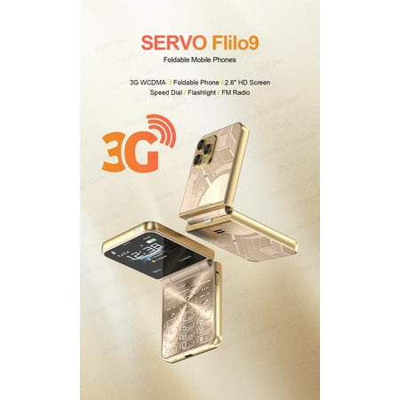 2024 SERVO Flilo9 3G WCDMA Cellphone Foldable 2 SIM Card Speed Dial Blacklist Type-C Flip Mobile Phone 2.6“ Displa
