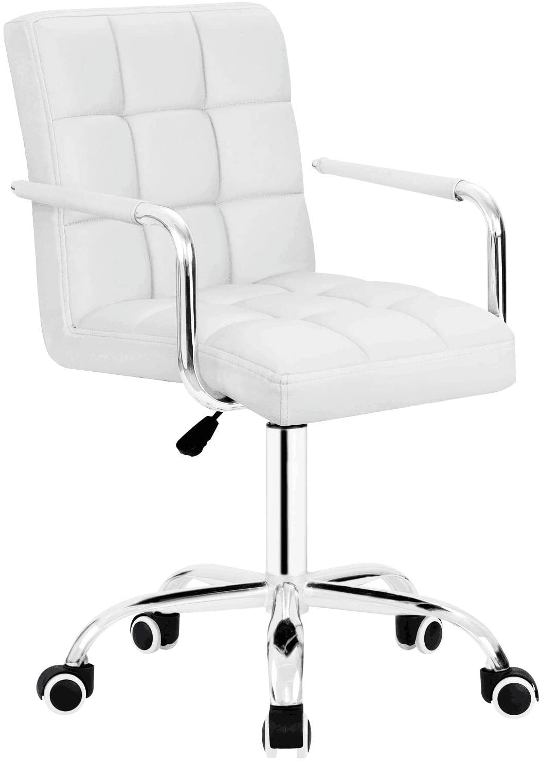 Office Mid-Back Desk Chair Height Adjustable PU Leather Swivel Task Chair 