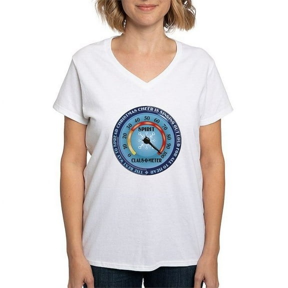 CafePress - Clausometer Women's V Neck T Shirt - Womens Cotton V-Neck T-shirt