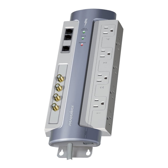 Panamax M8-AV Power Conditioner and Surge Protector, 8 Outlets with Telephone and Coax, 6-Ft. Cord, Gray