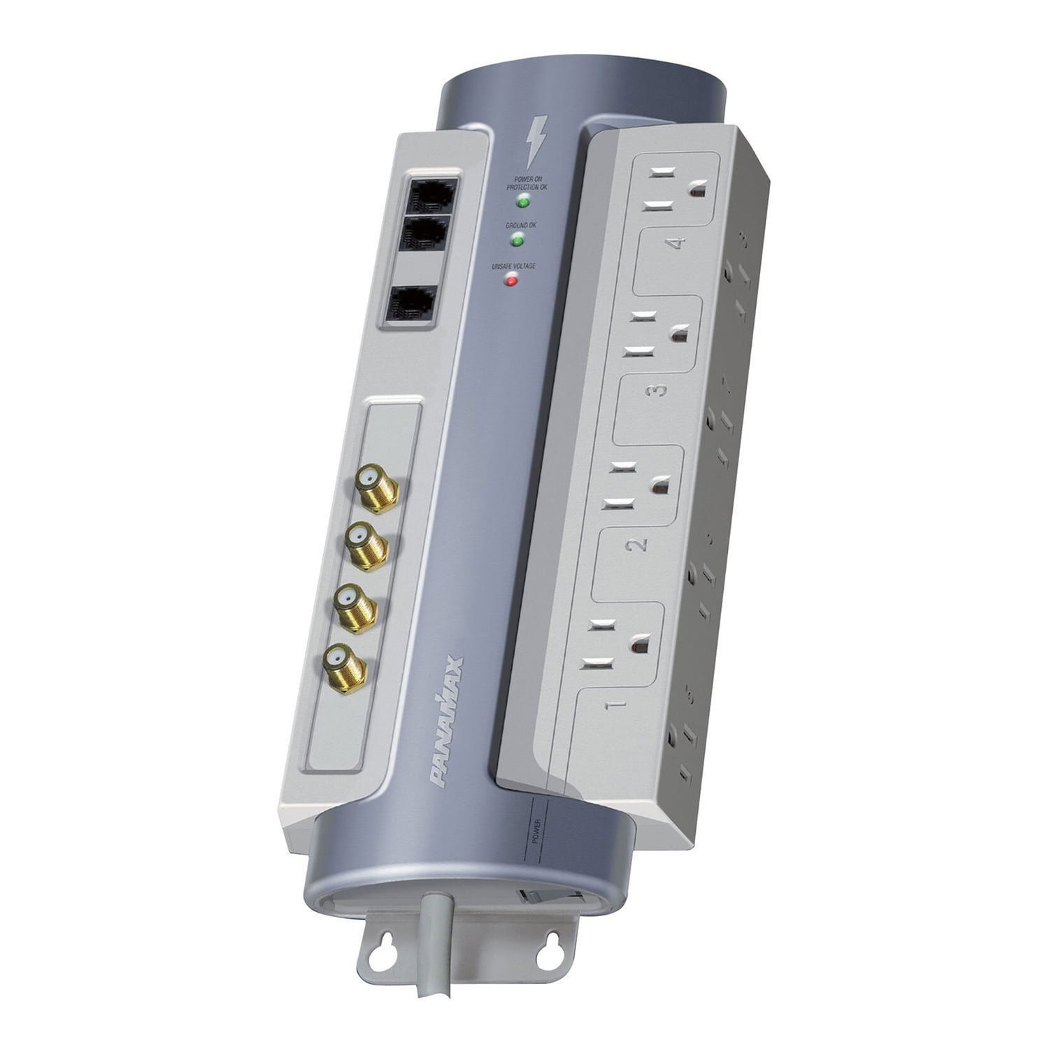 Panamax M8-AV Power Conditioner and Surge Protector, 8 Outlets with Telephone and Coax, 6-Ft. Cord, Gray