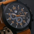 thumbnail image 3 of Reloj de cuarzo para hombre, relojes para hombre, reloj de pulsera de cuarzo analógico de cuarzo con fecha de cuero militar para hombre, 3 of 5