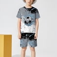 thumbnail image 4 of Sgkm Baby Boy Outfits Football Printed Toddlers Clothes 2 Piece Outfits Kids T Shirts Shorts Set Grey 5-6 Years, 4 of 6