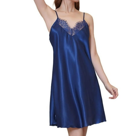 DISKEBUISS Women Sleepwear Underwear Nightgown Lace Satin Slip Silk Negligee Nightie Bridal Babydoll