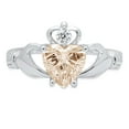 thumbnail image 2 of 1.05 ct Heart Cut Simulated Champagne Diamond Claddagh Engagement Ring for Women in 18K White Gold, 2 of 2