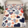 thumbnail image 2 of Feelyou Chic Buffalo Plaid Queen Sheet Sets, Romantic Love Heart Flat Sheet, Kawaii Cartoon Style Queen Fitted Sheet, Luxury Bedroom Decor, 4-Piece, 2 of 7
