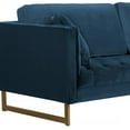 thumbnail image 2 of Lenox Blue Velvet Sofa with Brass Legs, 2 of 10