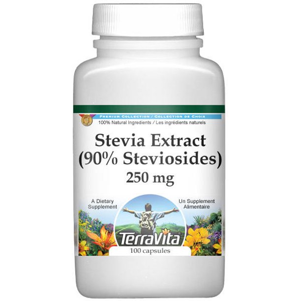 Stevia Extract (90 Steviosides) 250 mg (100 Capsules, Zin 515748